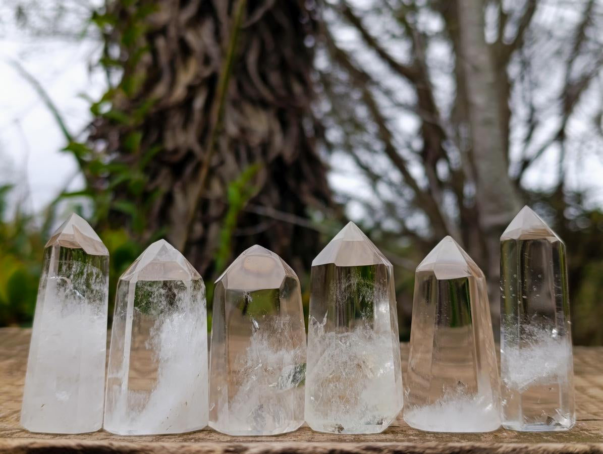 Polished Clear and Smokey Quartz Crystals x 24 From Madagascar - Toprock Gemstones and Minerals 