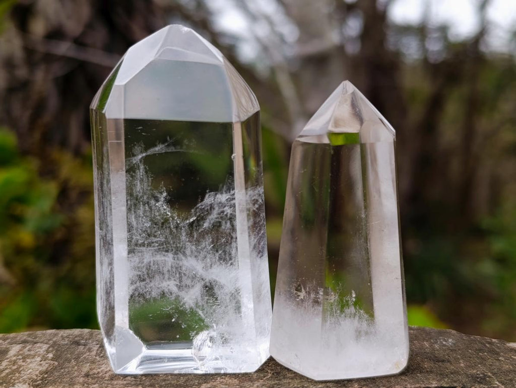 Polished Clear and Smokey Quartz Crystals x 24 From Madagascar - Toprock Gemstones and Minerals 