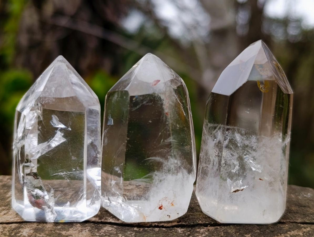 Polished Clear and Smokey Quartz Crystals x 24 From Madagascar - Toprock Gemstones and Minerals 