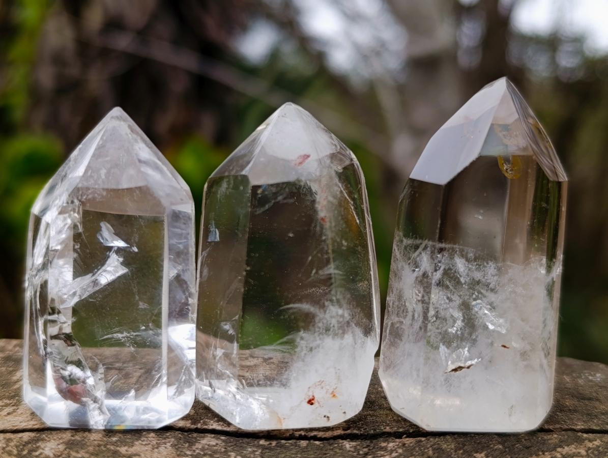 Polished Clear and Smokey Quartz Crystals x 24 From Madagascar - Toprock Gemstones and Minerals 