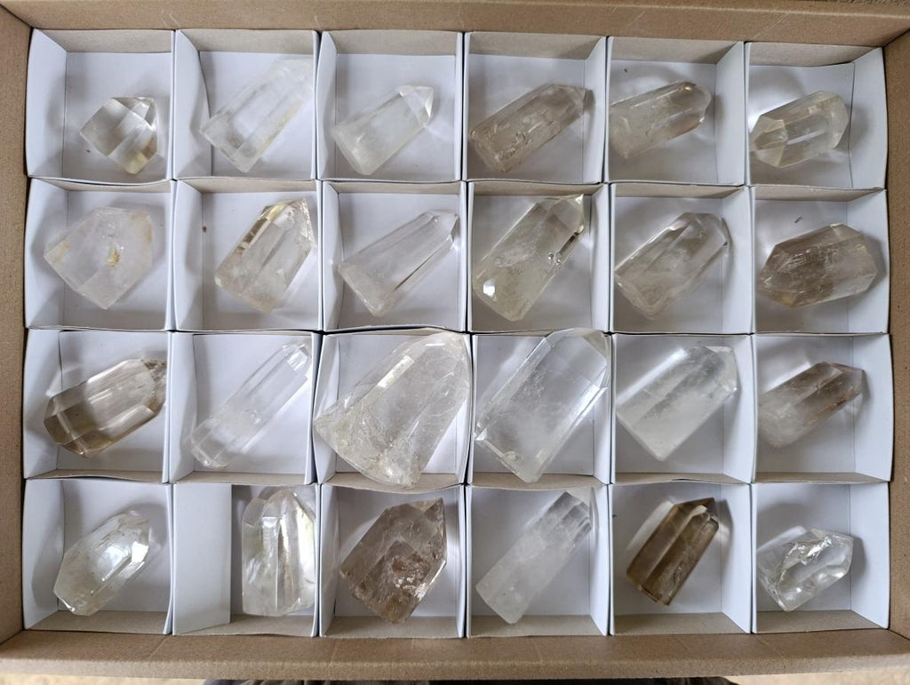 Polished Clear and Smokey Quartz Crystals x 24 From Madagascar - Toprock Gemstones and Minerals 
