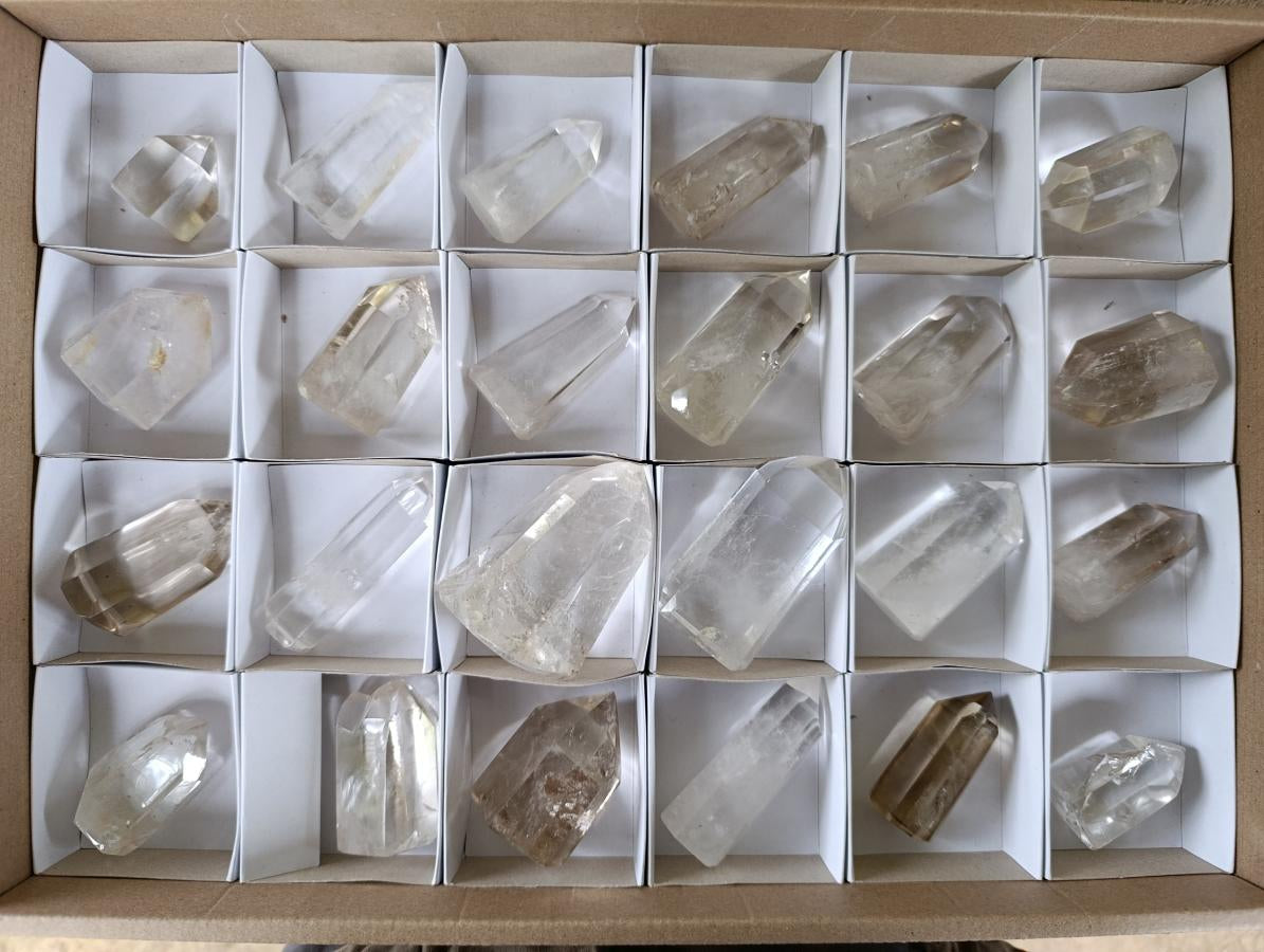Polished Clear and Smokey Quartz Crystals x 24 From Madagascar - Toprock Gemstones and Minerals 