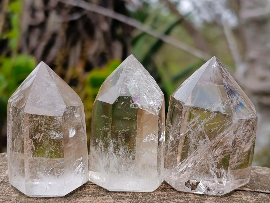 Polished Clear and Smokey Quartz Crystals x 24 From Madagascar - Toprock Gemstones and Minerals 