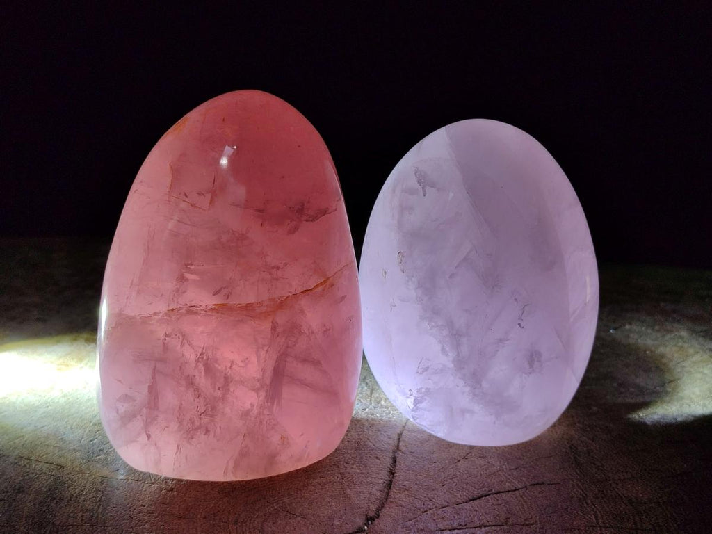 Polished Gemmy Rose Quartz Standing Display Pieces x 2 From Madagascar - Toprock Gemstones and Minerals 