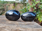 Polished Black Tourmaline Galets x 12 From Madagascar - Toprock Gemstones and Minerals 