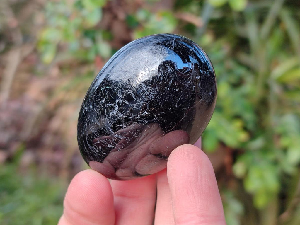 Polished Black Tourmaline Galets x 12 From Madagascar - Toprock Gemstones and Minerals 