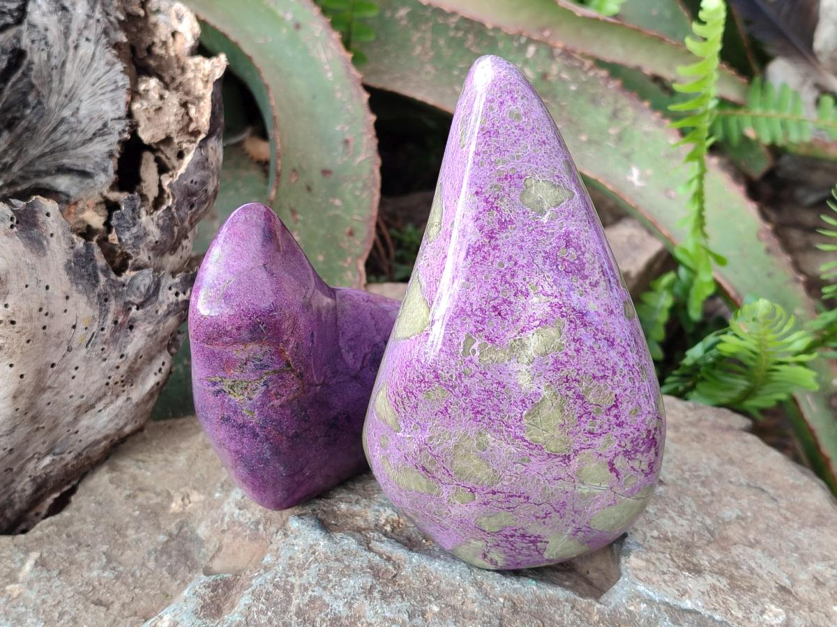 Polished Stichtite Standing Display Pieces x 2 From Barberton, South Africa - Toprock Gemstones and Minerals 