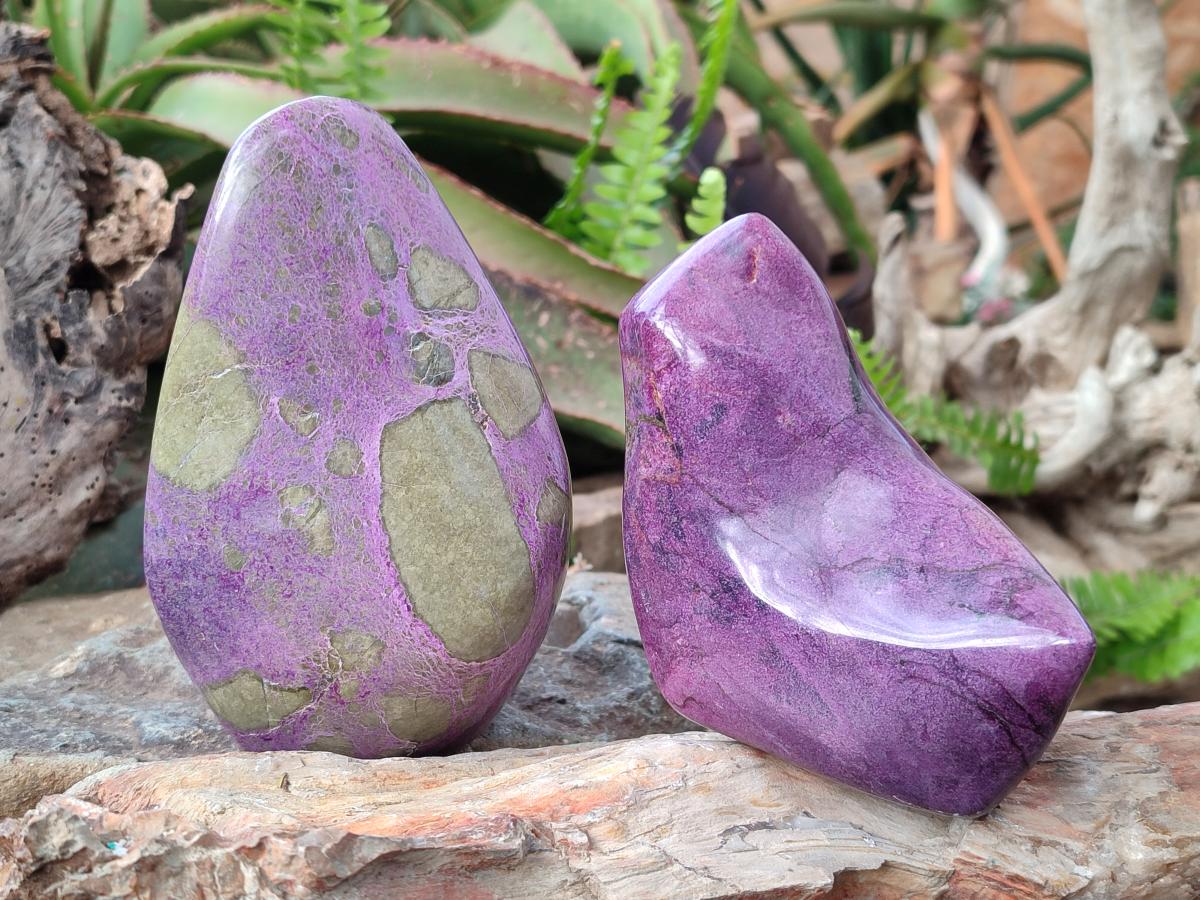Polished Stichtite Standing Display Pieces x 2 From Barberton, South Africa - Toprock Gemstones and Minerals 