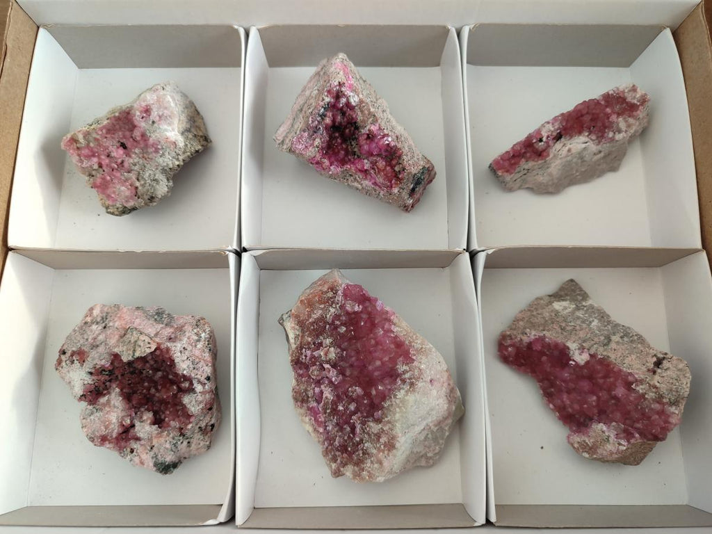Natural Spherocobaltite Specimens x 6 From Musonoi Mine, Congo - Toprock Gemstones and Minerals 