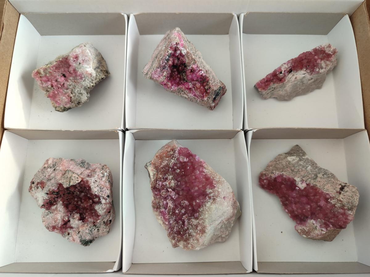 Natural Spherocobaltite Specimens x 6 From Musonoi Mine, Congo - Toprock Gemstones and Minerals 