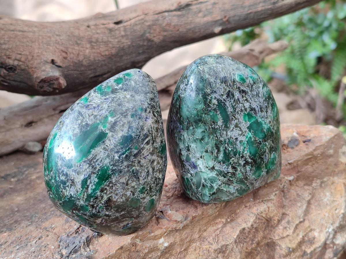 Polished Emerald Mica 'Mutokolite' Standing Display Pieces x 4 From Mutoko, Zimbabwe - Toprock Gemstones and Minerals 
