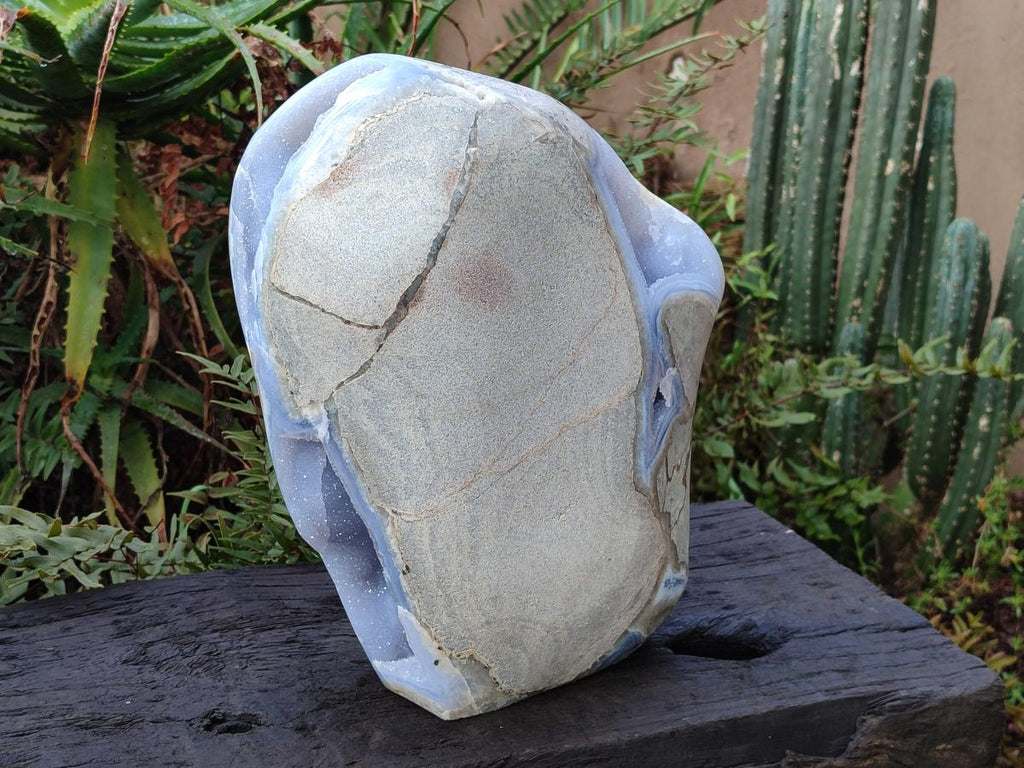 Polished and Natural XXL Blue Lace Agate Standing Display Piece x 1 From Nsanje, Malawi - Toprock Gemstones and Minerals 
