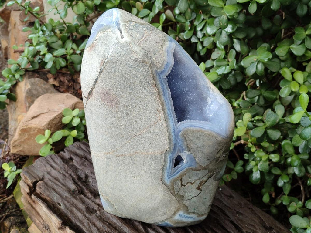 Polished and Natural XXL Blue Lace Agate Standing Display Piece x 1 From Nsanje, Malawi - Toprock Gemstones and Minerals 