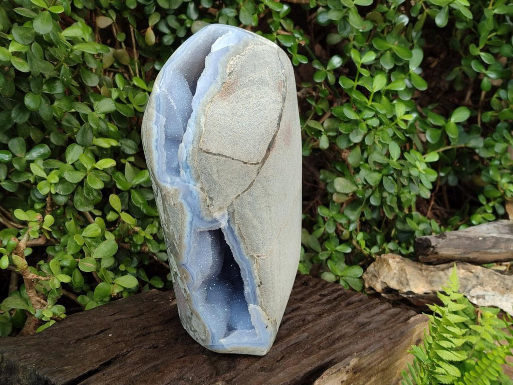 Polished and Natural XXL Blue Lace Agate Standing Display Piece x 1 From Nsanje, Malawi - Toprock Gemstones and Minerals 