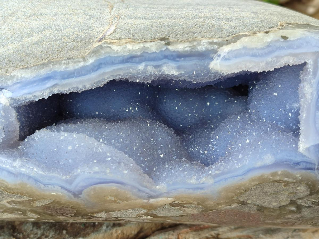 Polished and Natural XXL Blue Lace Agate Standing Display Piece x 1 From Nsanje, Malawi - Toprock Gemstones and Minerals 