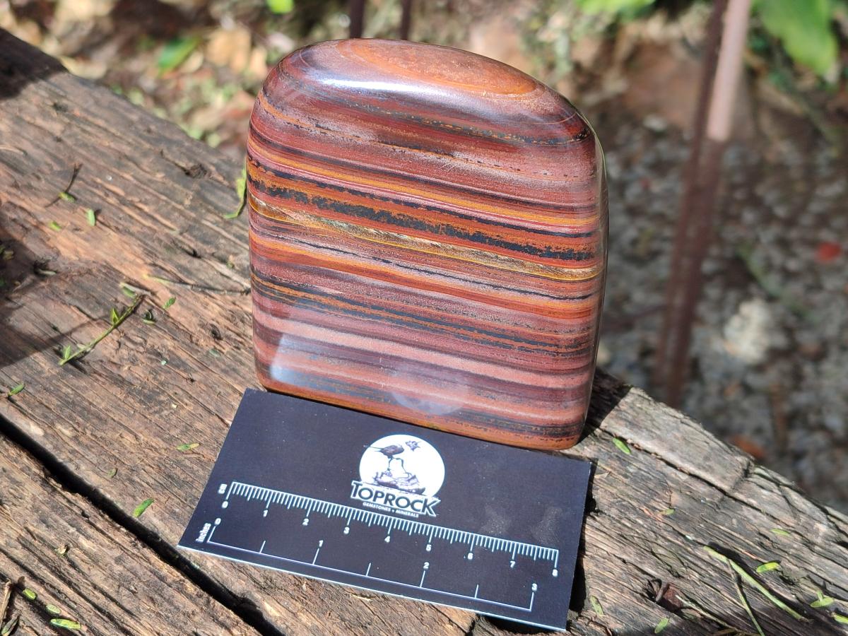 Polished Banded Tiger Iron Standing Display Pieces x 4 From South Africa - Toprock Gemstones and Minerals 