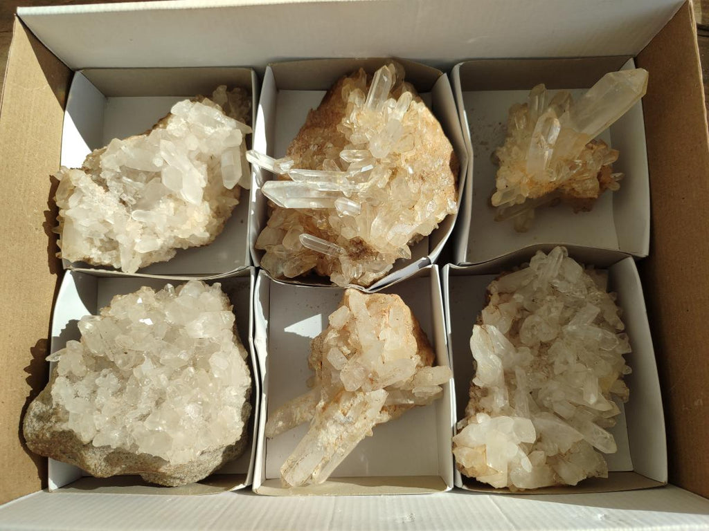 Natural Malagasy Quartz Clusters x 6 From Madagascar - Toprock Gemstones and Minerals 