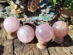 Polished Gemmy Star Rose Quartz Spheres x 4 From Madagascar - Toprock Gemstones and Minerals 