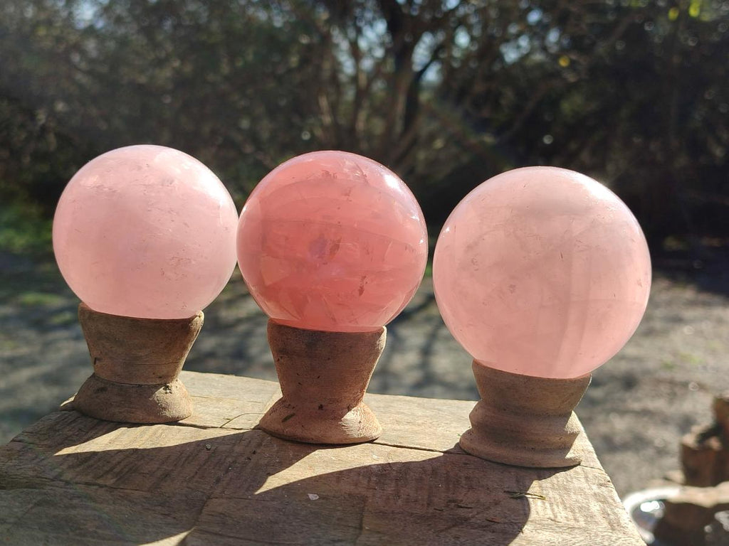 Polished Gemmy Star Rose Quartz Spheres x 4 From Madagascar - Toprock Gemstones and Minerals 