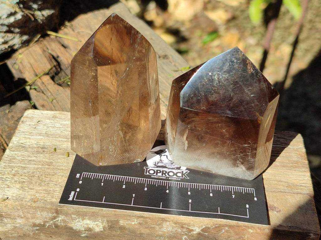 Polished Mixed Smokey Quartz Crystals x 6 From Madagascar - Toprock Gemstones and Minerals 