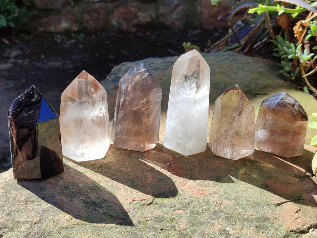 Polished Mixed Smokey Quartz Crystals x 6 From Madagascar - Toprock Gemstones and Minerals 