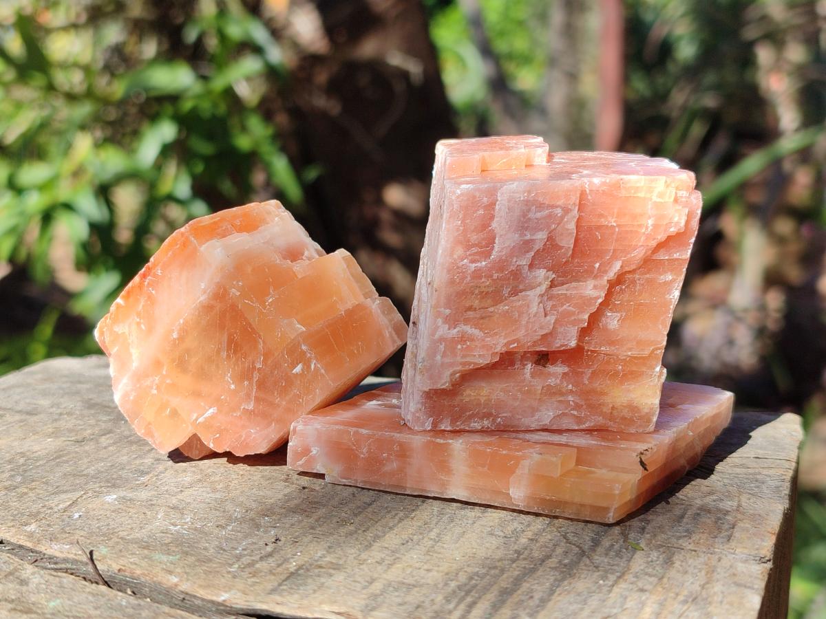 Natural Rhombohedral Sunset Orange Calcite Specimens x 24 From Spitzkop, Namibia - Toprock Gemstones and Minerals 