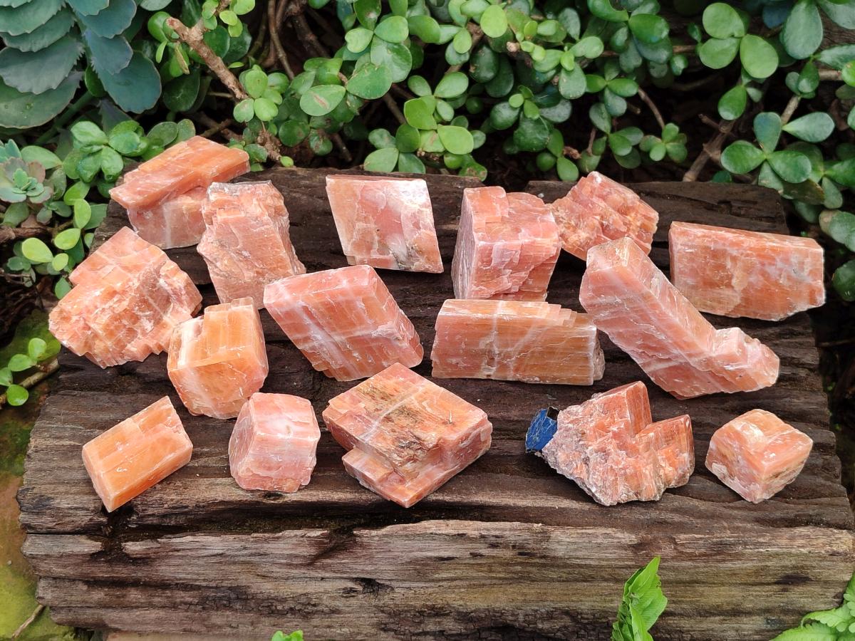 Natural Rhombohedral Sunset Orange Calcite Specimens x 24 From Spitzkop, Namibia - Toprock Gemstones and Minerals 
