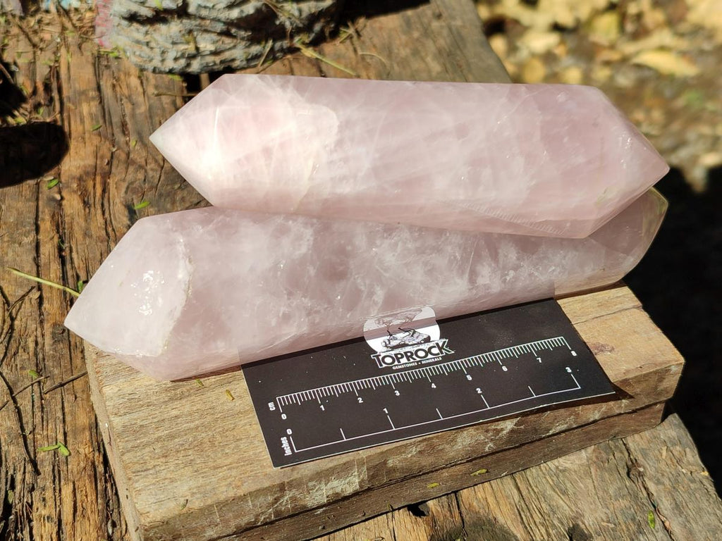 Polished Double Terminated Gemmy Rose Quartz Crystals x 6 From Madagascar - Toprock Gemstones and Minerals 