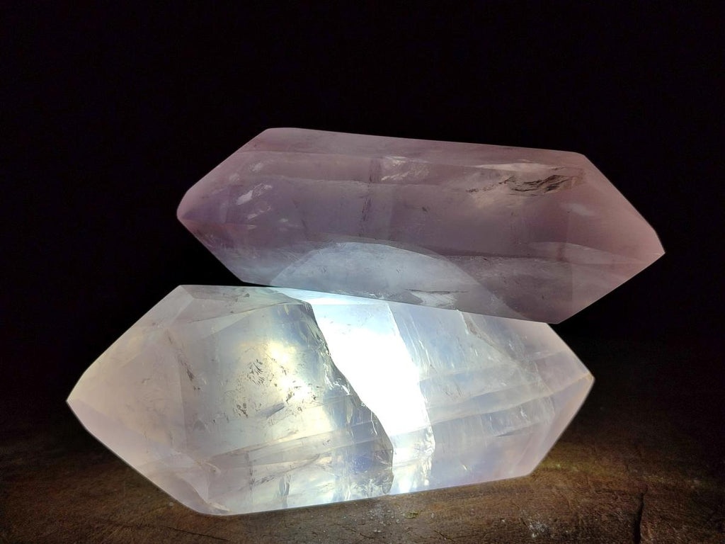 Polished Double Terminated Gemmy Rose Quartz Crystals x 6 From Madagascar - Toprock Gemstones and Minerals 