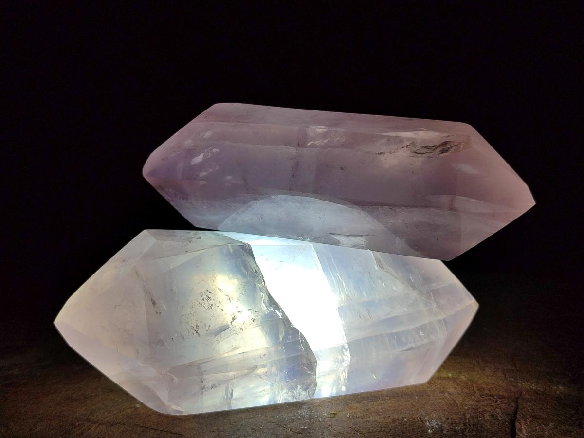 Polished Double Terminated Gemmy Rose Quartz Crystals x 6 From Madagascar - Toprock Gemstones and Minerals 