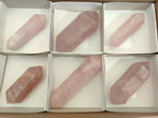 Polished Double Terminated Gemmy Rose Quartz Crystals x 6 From Madagascar - Toprock Gemstones and Minerals 