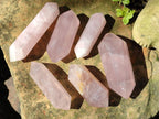 Polished Double Terminated Gemmy Rose Quartz Crystals x 6 From Madagascar - Toprock Gemstones and Minerals 