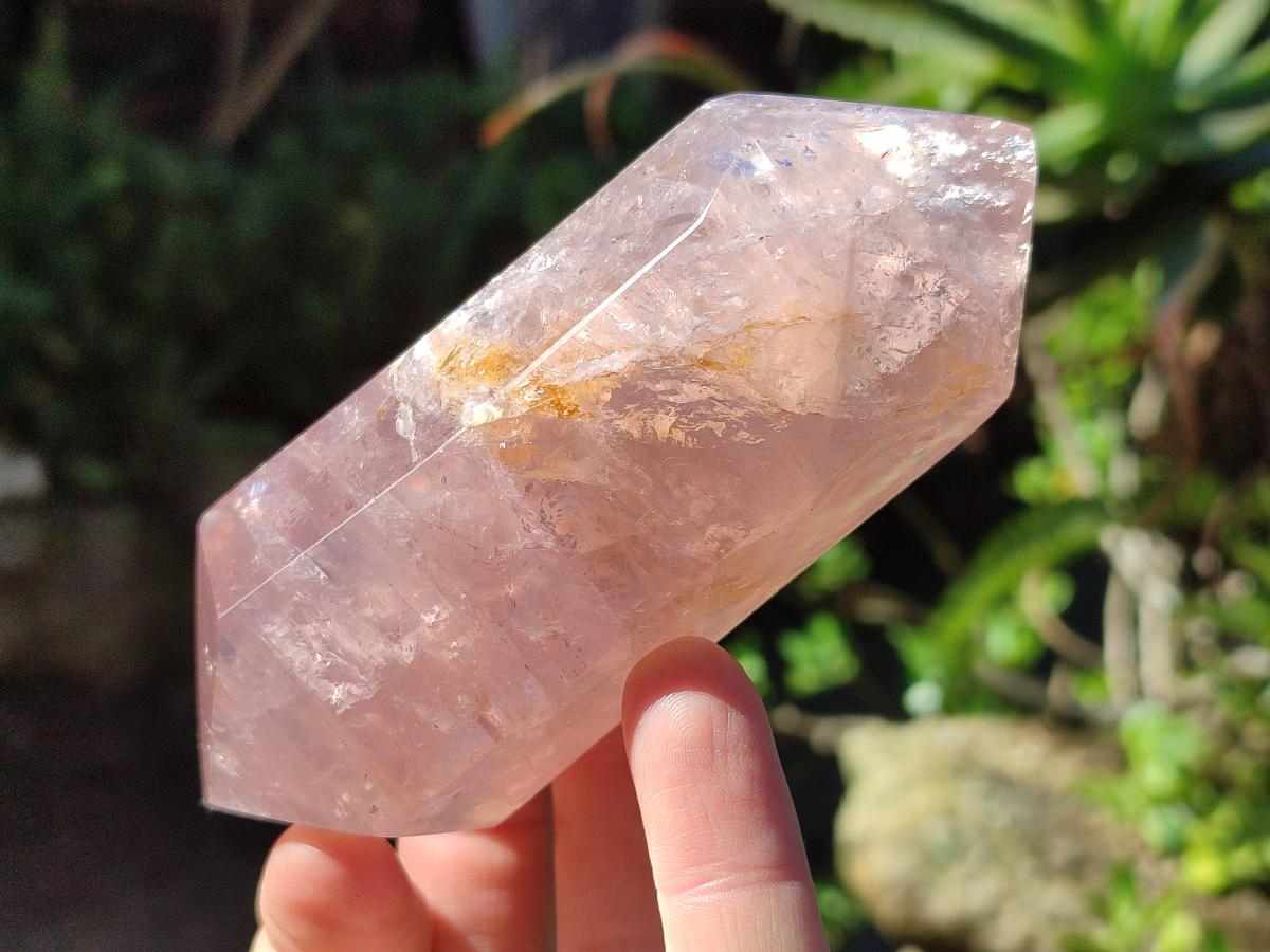 Polished Double Terminated Gemmy Rose Quartz Crystals x 6 From Madagascar - Toprock Gemstones and Minerals 