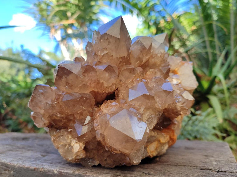 Natural Large Cascading White Phantom Smokey Citrine Quartz Cluster x 1 From Luena, Congo - Toprock Gemstones and Minerals 