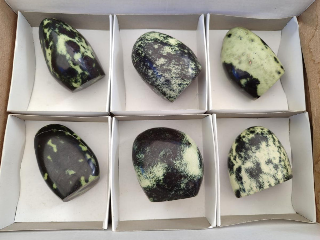Polished Leopard Stone Standing Display Pieces x 6 From Zimbabwe - Toprock Gemstones and Minerals 