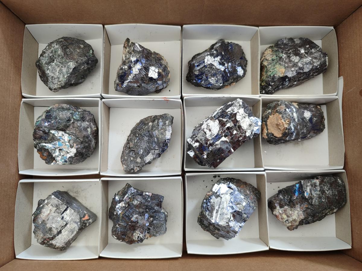 Natural Bright Silver Lead Galena Cobbed Specimens x 12 From Kaokoveld, Namibia - Toprock Gemstones and Minerals 