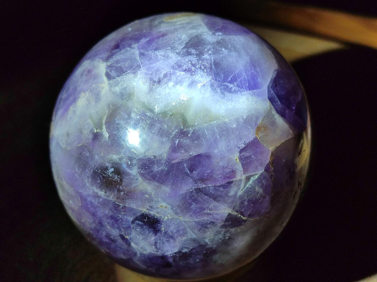 Polished Chevron Amethyst Spheres x 2 From Madagascar - Toprock Gemstones and Minerals 