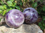Polished Chevron Amethyst Spheres x 2 From Madagascar - Toprock Gemstones and Minerals 