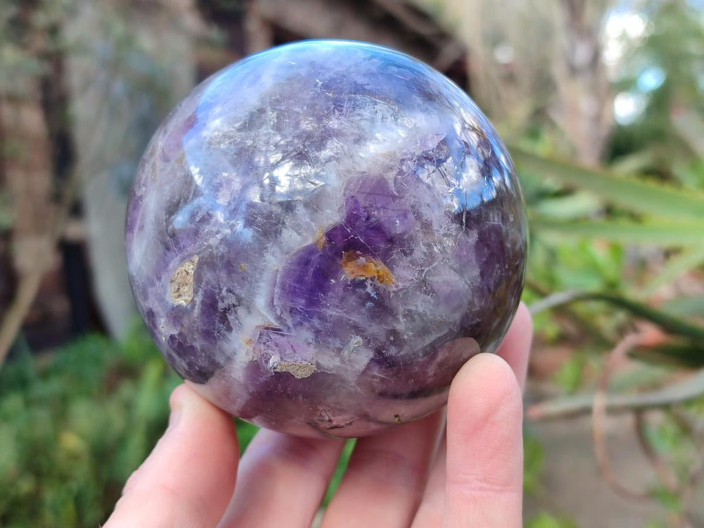 Polished Chevron Amethyst Spheres x 2 From Madagascar - Toprock Gemstones and Minerals 