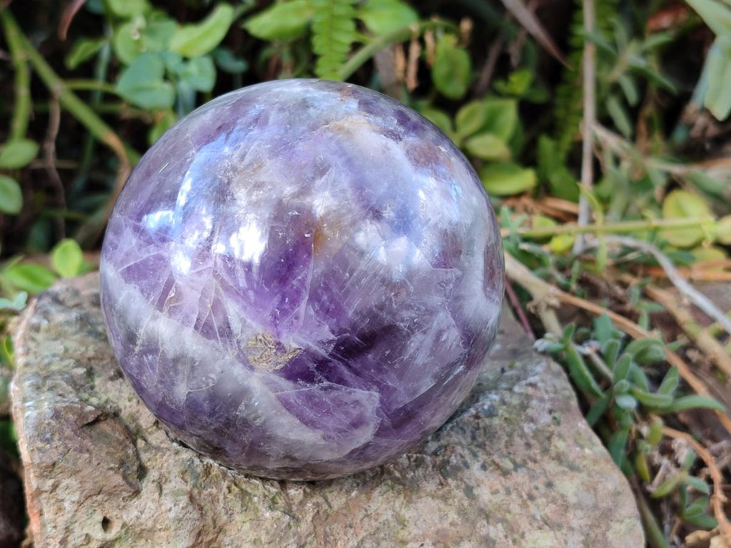 Polished Chevron Amethyst Spheres x 2 From Madagascar - Toprock Gemstones and Minerals 