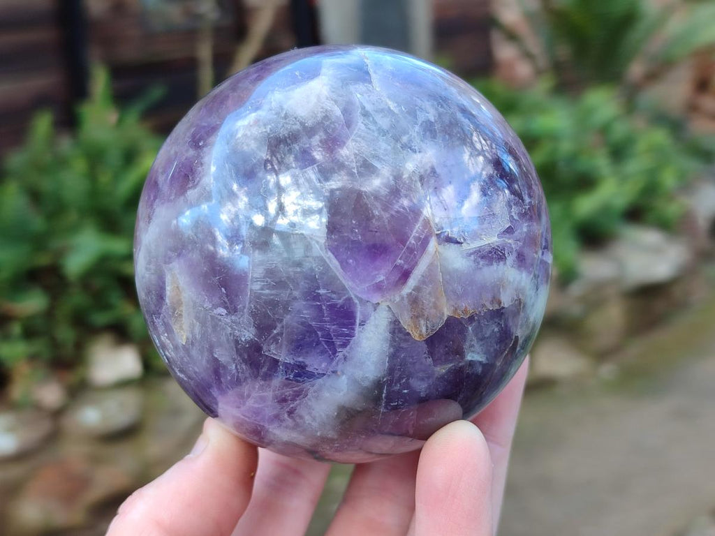 Polished Chevron Amethyst Spheres x 2 From Madagascar - Toprock Gemstones and Minerals 