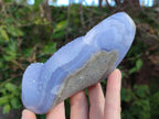 Polished and Natural Blue Lace Agate Standing Display Piece and Free Form x 2 From Nsanje, Malawi - Toprock Gemstones and Minerals 