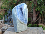 Polished and Natural Blue Lace Agate Standing Display Piece and Free Form x 2 From Nsanje, Malawi - Toprock Gemstones and Minerals 