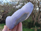 Polished and Natural Blue Lace Agate Standing Display Piece and Free Form x 2 From Nsanje, Malawi - Toprock Gemstones and Minerals 