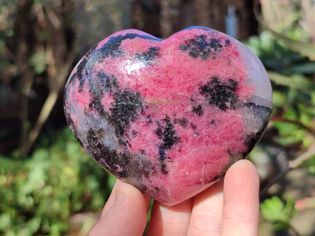 Polished Rhodonite Gemstone Hearts and Eggs x 4 From Ambindavato, Madagascar - Toprock Gemstones and Minerals 