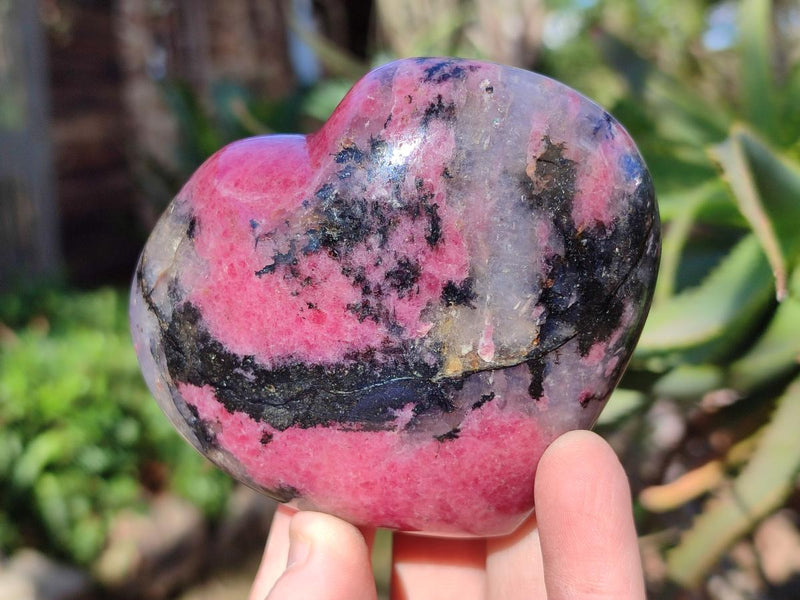Polished Rhodonite Gemstone Hearts and Eggs x 4 From Ambindavato, Madagascar - Toprock Gemstones and Minerals 