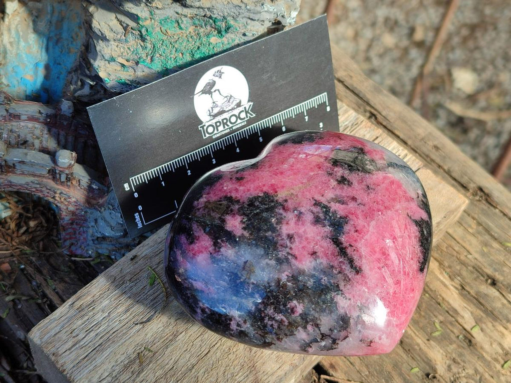 Polished Rhodonite Gemstone Hearts and Eggs x 4 From Ambindavato, Madagascar - Toprock Gemstones and Minerals 