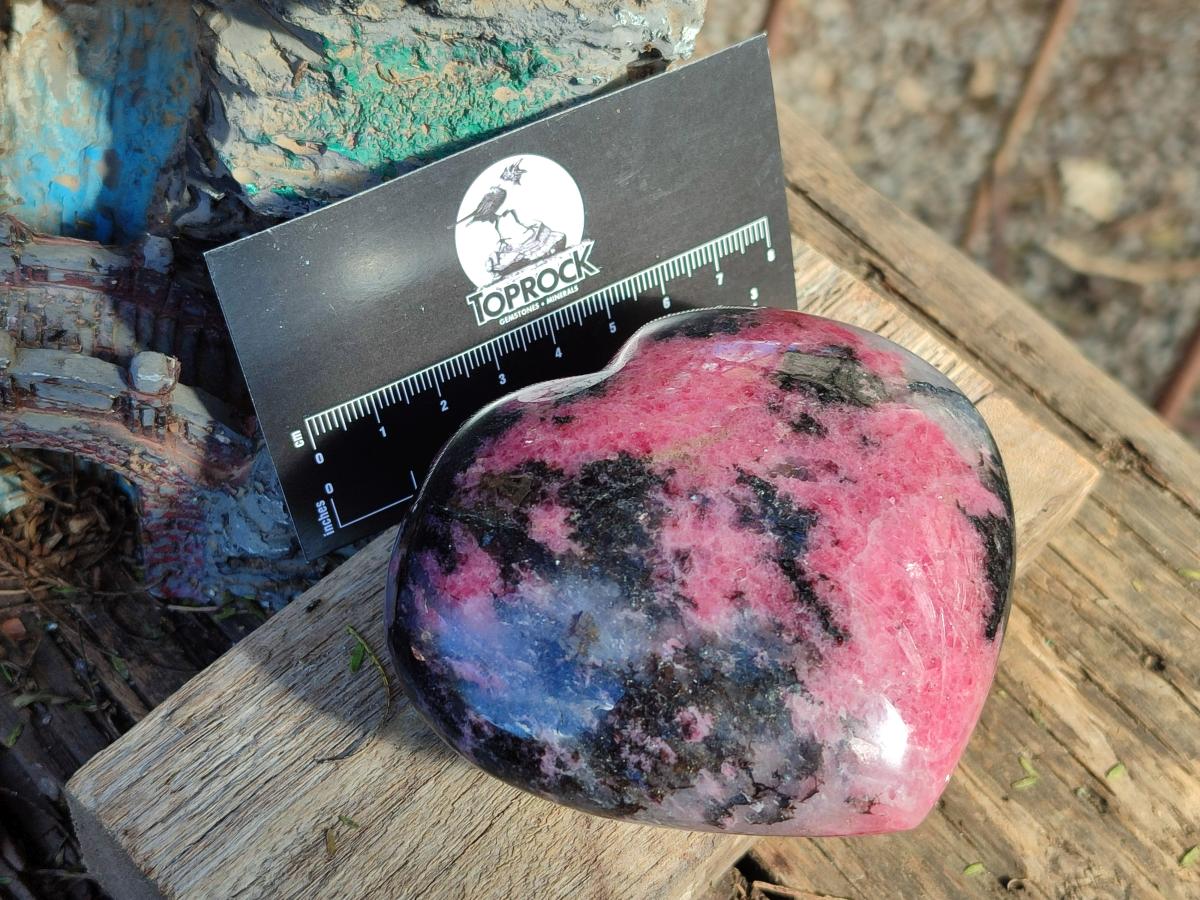 Polished Rhodonite Gemstone Hearts and Eggs x 4 From Ambindavato, Madagascar - Toprock Gemstones and Minerals 