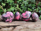 Polished Rhodonite Gemstone Hearts and Eggs x 4 From Ambindavato, Madagascar - Toprock Gemstones and Minerals 