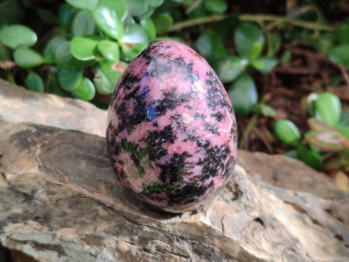 Polished Rhodonite Gemstone Hearts and Eggs x 4 From Ambindavato, Madagascar - Toprock Gemstones and Minerals 